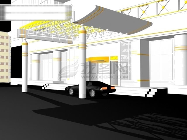 3d 酒店 建筑 门口 轿车 3d设计 3d素材 3d效果图 家居装饰素材 建筑设计
