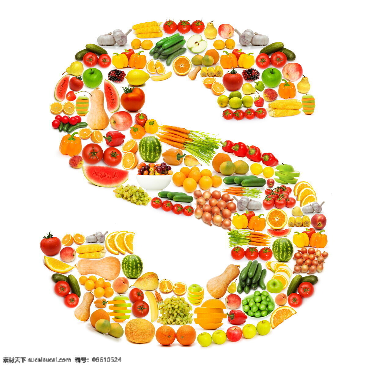 蔬菜水果 组成 字母 s 葡萄 香蕉 橙子 猕猴桃 蔬菜 水果 食物 食材 水果蔬菜 餐饮美食 书画文字 文化艺术 白色