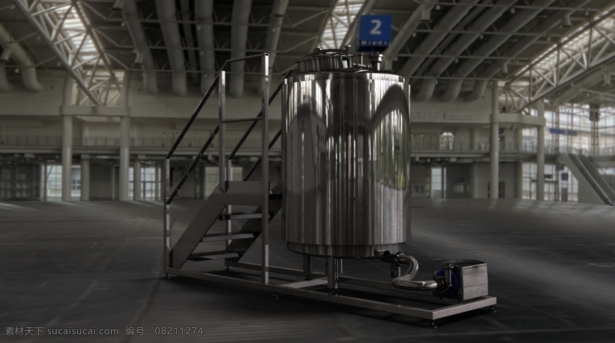 防滑 泵 步骤 升 储 奶罐 不锈钢 罐 过程 3d模型素材 建筑模型