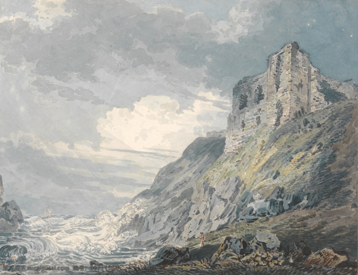 城堡 风景油画 风景 油画 模板下载 国外油画 绘画书法 建筑 文化艺术 设计素材 托马斯 吉尔丁 油画作品 著名油画 西方古典油画 艺术 芬勒特城堡 崖 景观艺术 英国画家 托马斯吉尔丁 耶鲁大学 英国 艺术中心