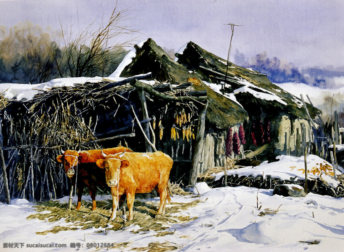 油画 冬天 雪景 名画 艺术 绘画 文化艺术 艺术品 世界名画 书画文字