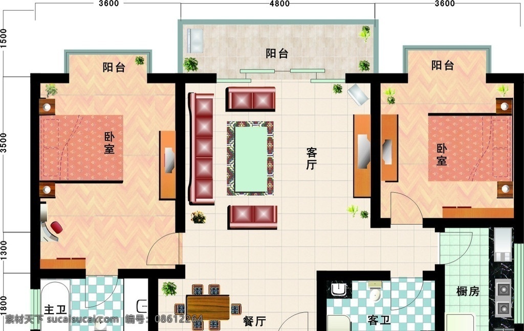 室内 平面图 室内平面图 结构图 效果图 规划图 床 电视 沙发 阳台 卫生间 室内设计 建筑家居 矢量