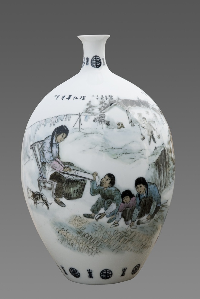 釉下五彩花瓶 釉 下 五彩 花瓶 瓷器 瓷瓶 江南旧事系列 摆红薯片 传统文化 文化艺术