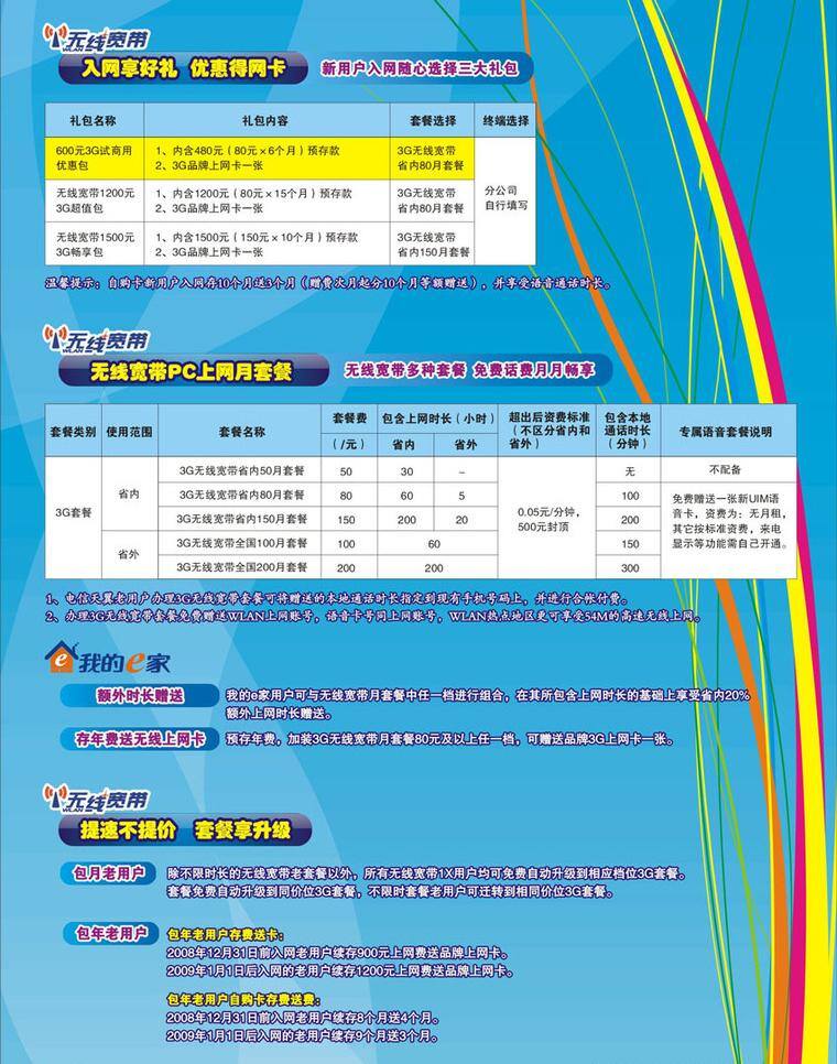 电信 宣传 单单 页 蓝底 我的e家 无线宽带 宣传单页 天翼套餐 矢量