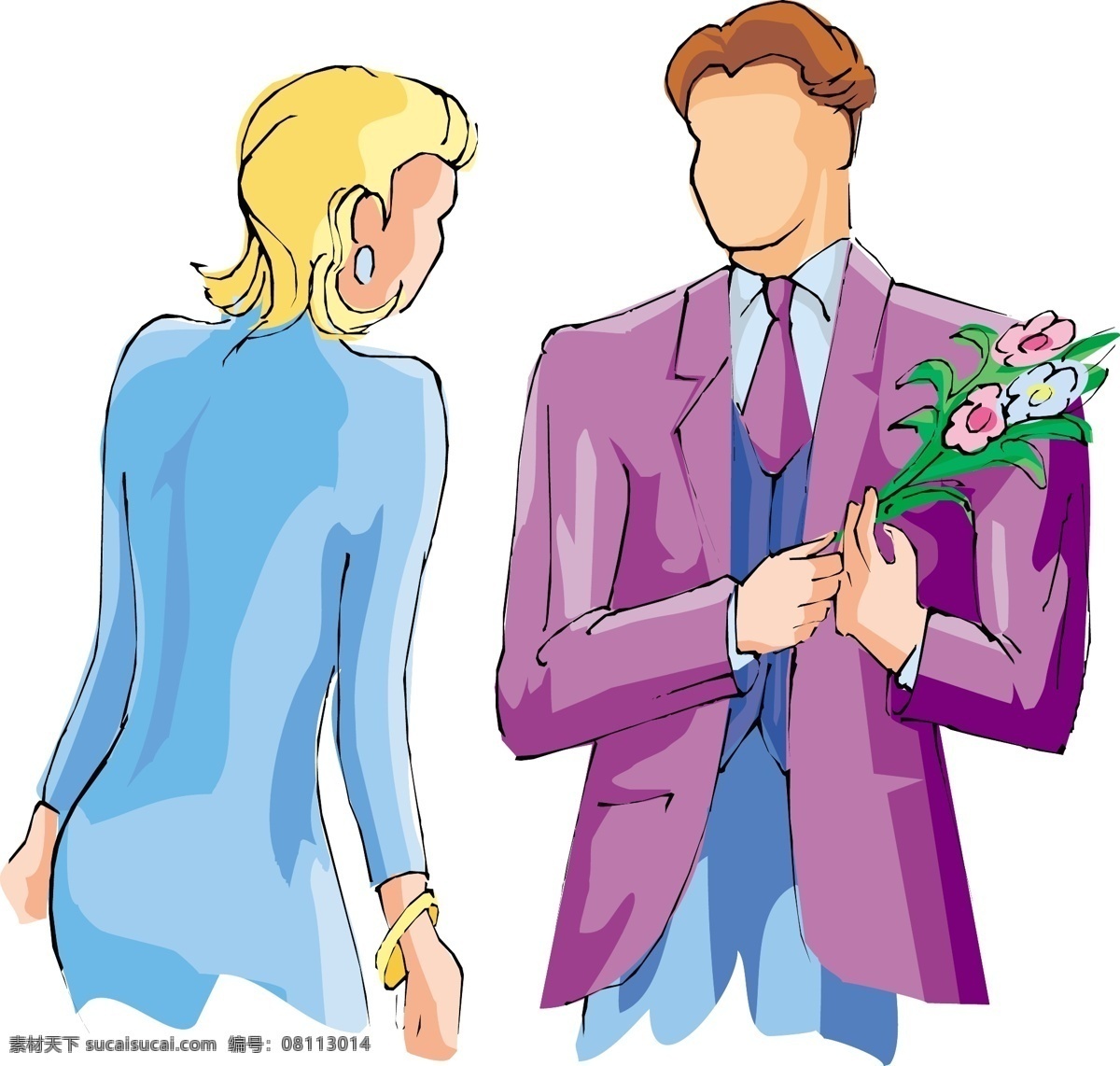 人 礼物 花 女朋友 的朋友 矢量图 其他矢量图