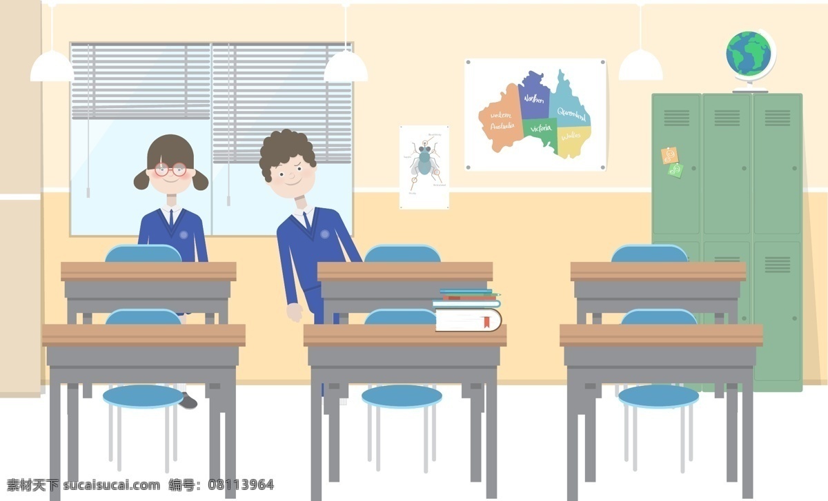 教室 学生 人物 矢量图 建筑家居