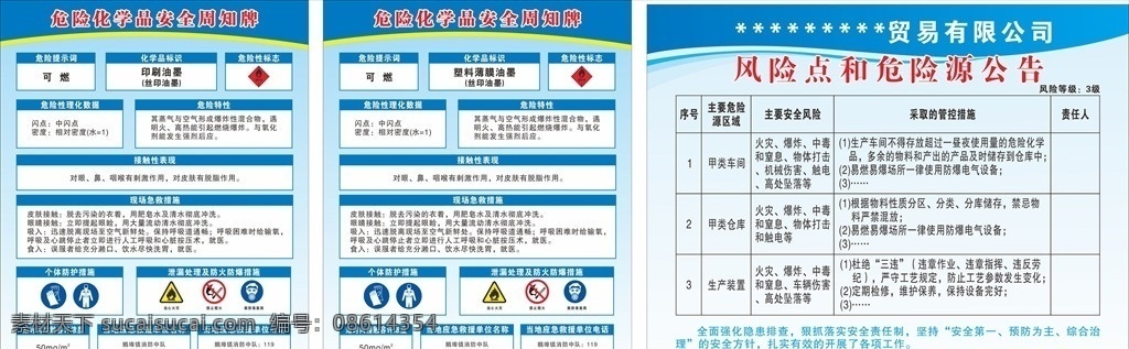 危险 化学品 安全 周知 牌 危险化学品 安全周知牌 安全周知卡 印刷油墨 丝印油墨 塑料薄膜油墨 风险点 危险源公告 戴手套 穿防护服 当心火灾 严禁烟火 戴防毒面具