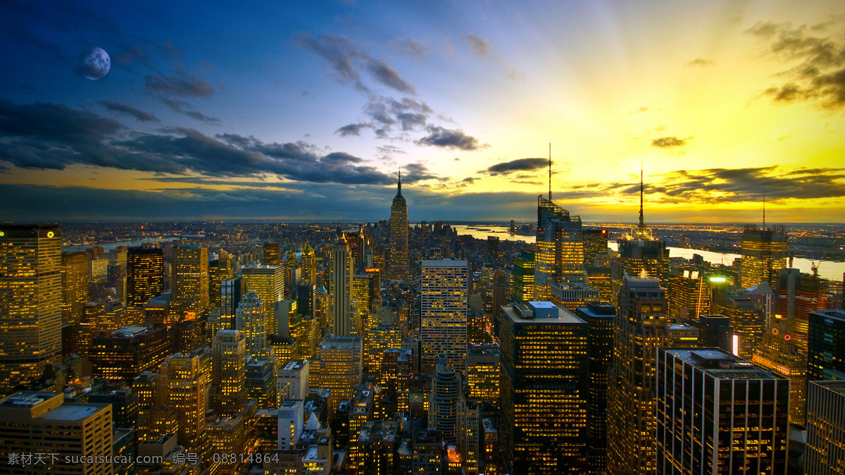 纽约夜景 夜景 纽约 晚霞 曼哈顿 美国 建筑景观 自然景观
