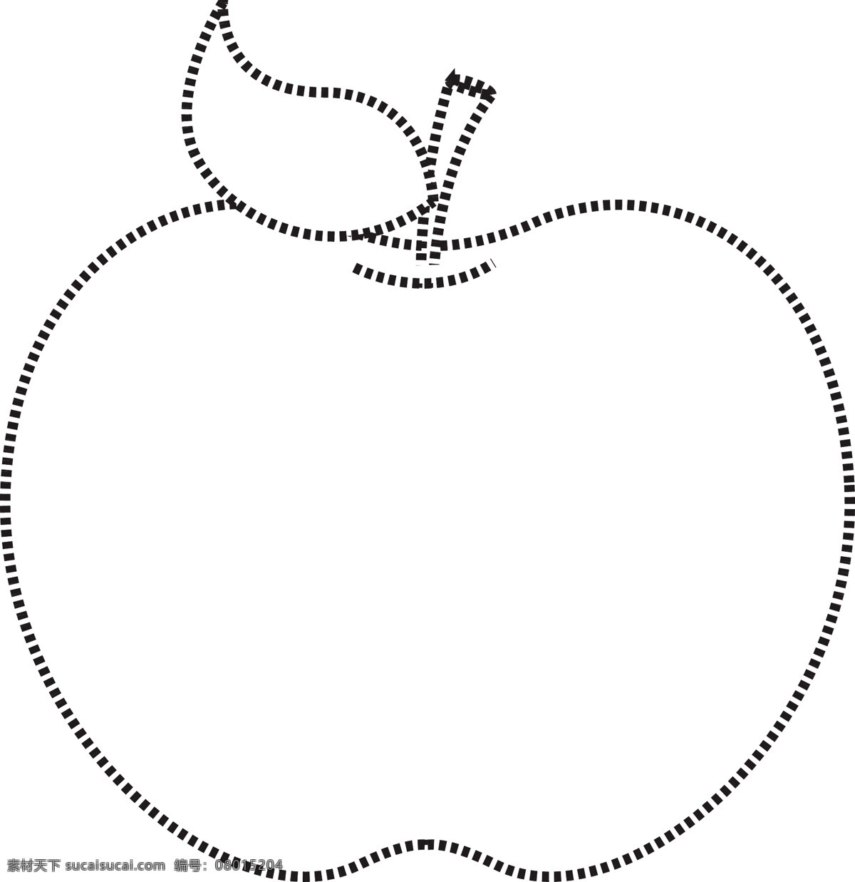 虚线框的苹果 白色