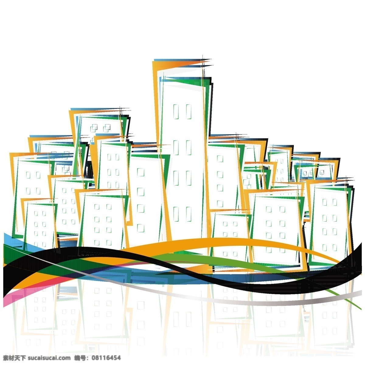 抽象 房子 矢量 动感线条 房屋 建筑 楼房 矢量素材 肥牛牛 矢量图 其他矢量图