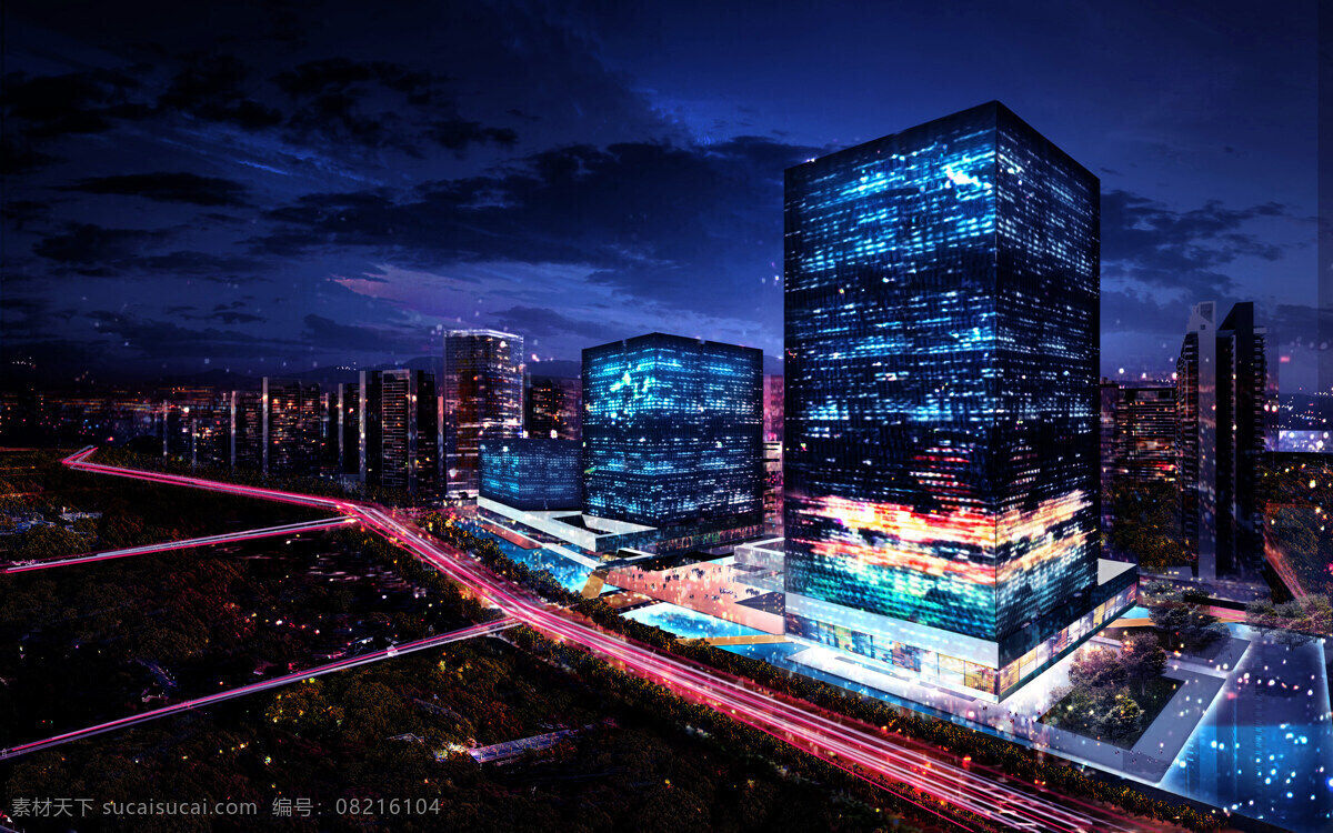 城市街道 大厦 环境设计 建筑 建筑设计 楼 楼盘 楼盘效果图 效果图 设计素材 模板下载 茅岗 夜景 矢量图 建筑家居