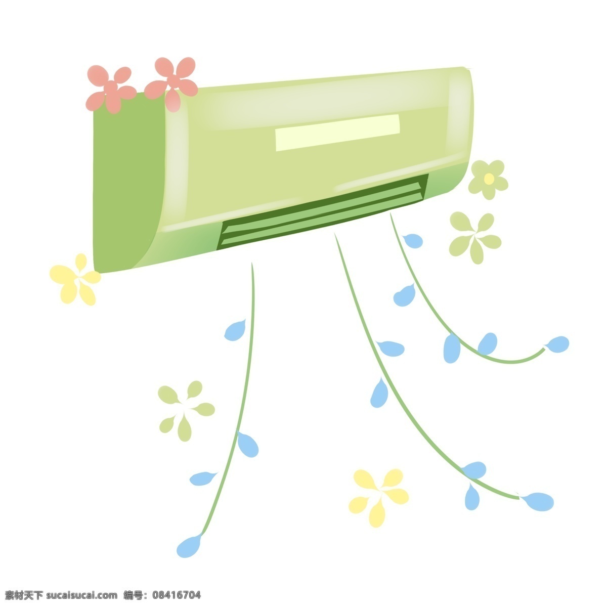 一个 绿色 空调 插图 小花