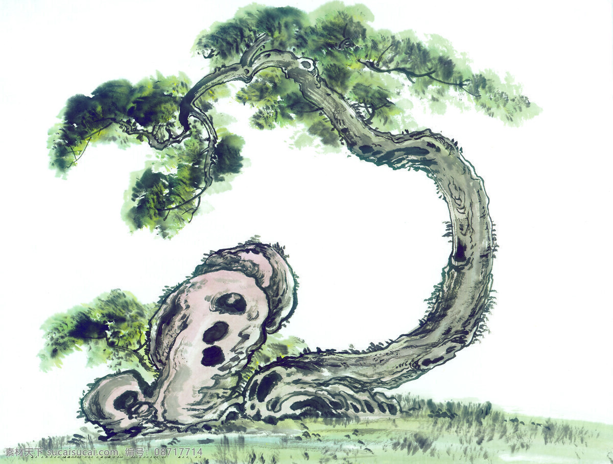 古枝奇石 国画 树 石头 古典 美术 绘画 中国美术图库 绘画书法 文化艺术