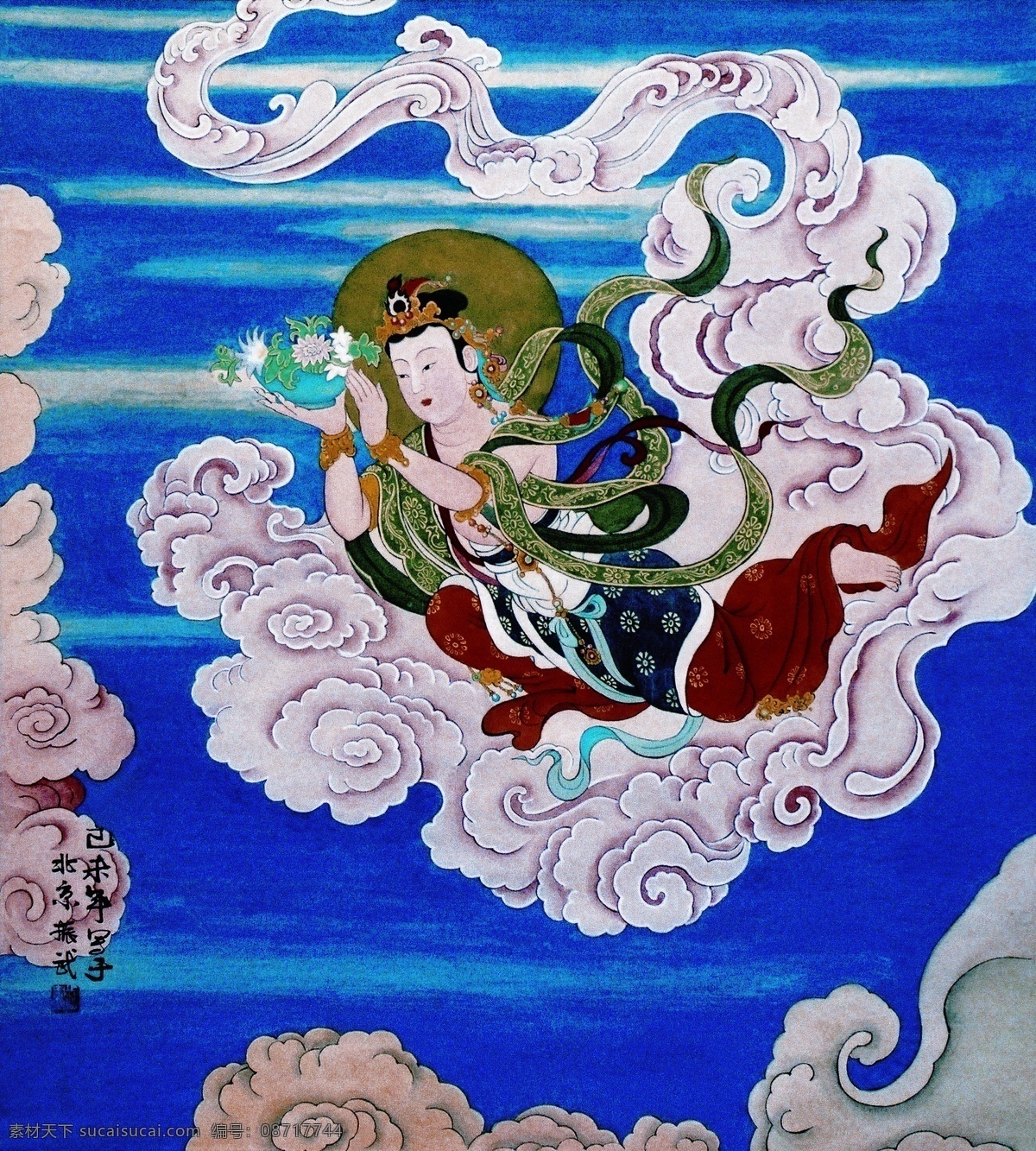 菩萨 详 云图 国画 详云 观音 如来 佛主 魏振武作品 大师作品 蓝色 蓝色天空 文化艺术 绘画书法 设计图库