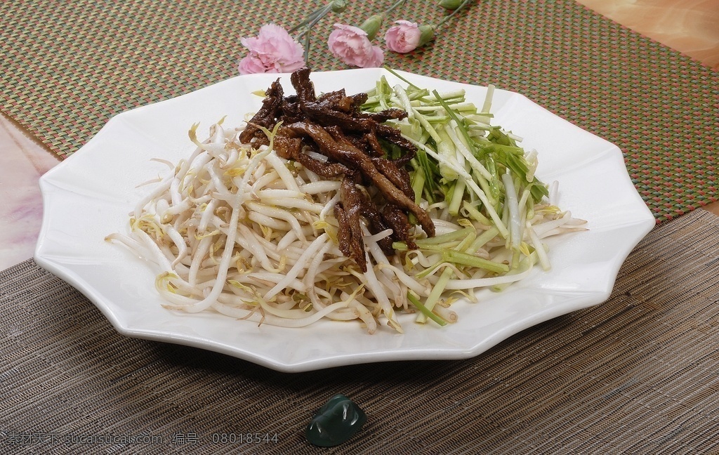 肉丝炒笨豆芽 豆芽 炒菜 菜谱 精美菜谱 家常菜 餐饮美食 传统美食