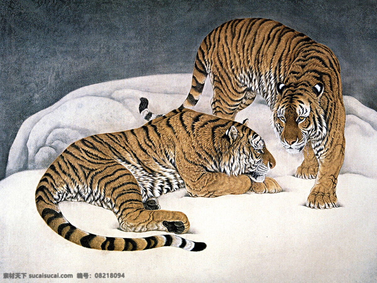国画 老虎 动画国画 水墨画 名画 水墨花卉 中国画 绘画艺术 装饰画 挂画 书画文字 文化艺术