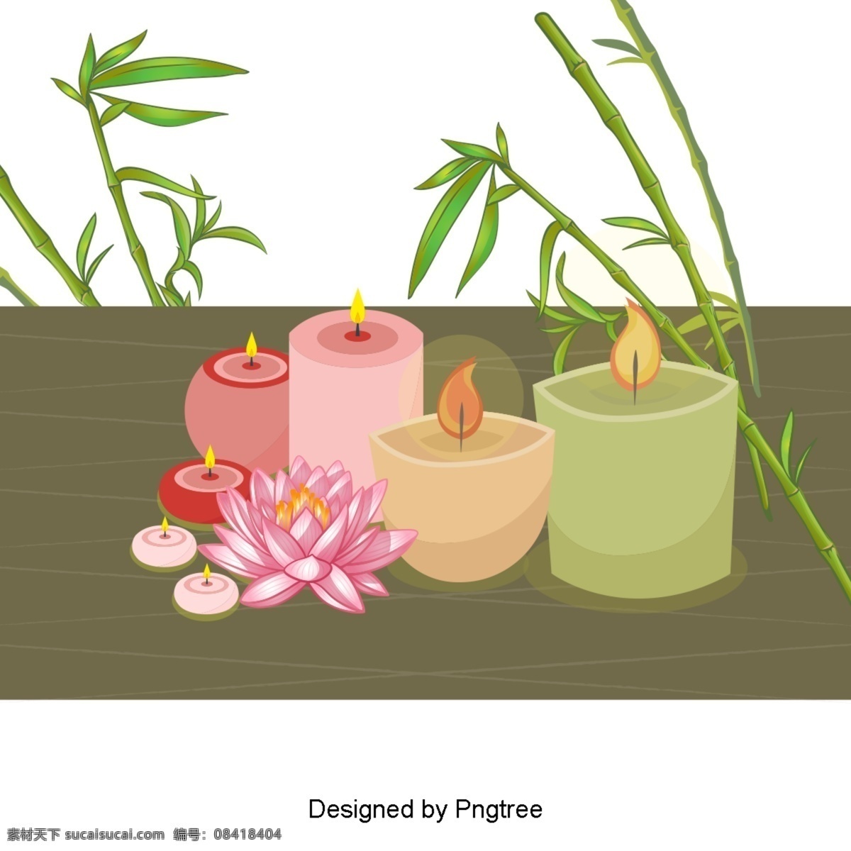 美丽 动画片 可爱 手绘 美容护肤 用品 卡通 护肤 蜡烛 莲花 天然 竹子