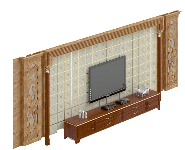 欧式 背景 墙 模型 背景墙 壁灯 欧式背景墙 台灯 有贴图 3d模型素材 家具模型