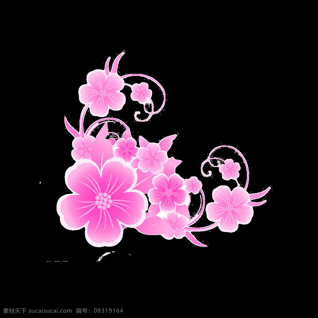 清新 风格 深 粉色 樱花 装饰 元素 粉色花朵 粉色树枝 清新风格 装饰元素