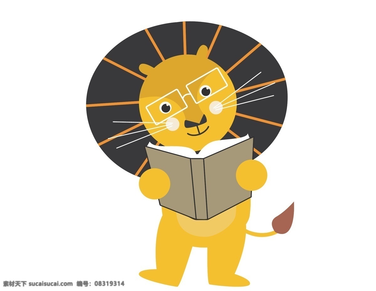 卡通 猫咪 学习 元素 小清新 线条 眼镜 手绘 雨伞 书籍 ai元素 矢量元素