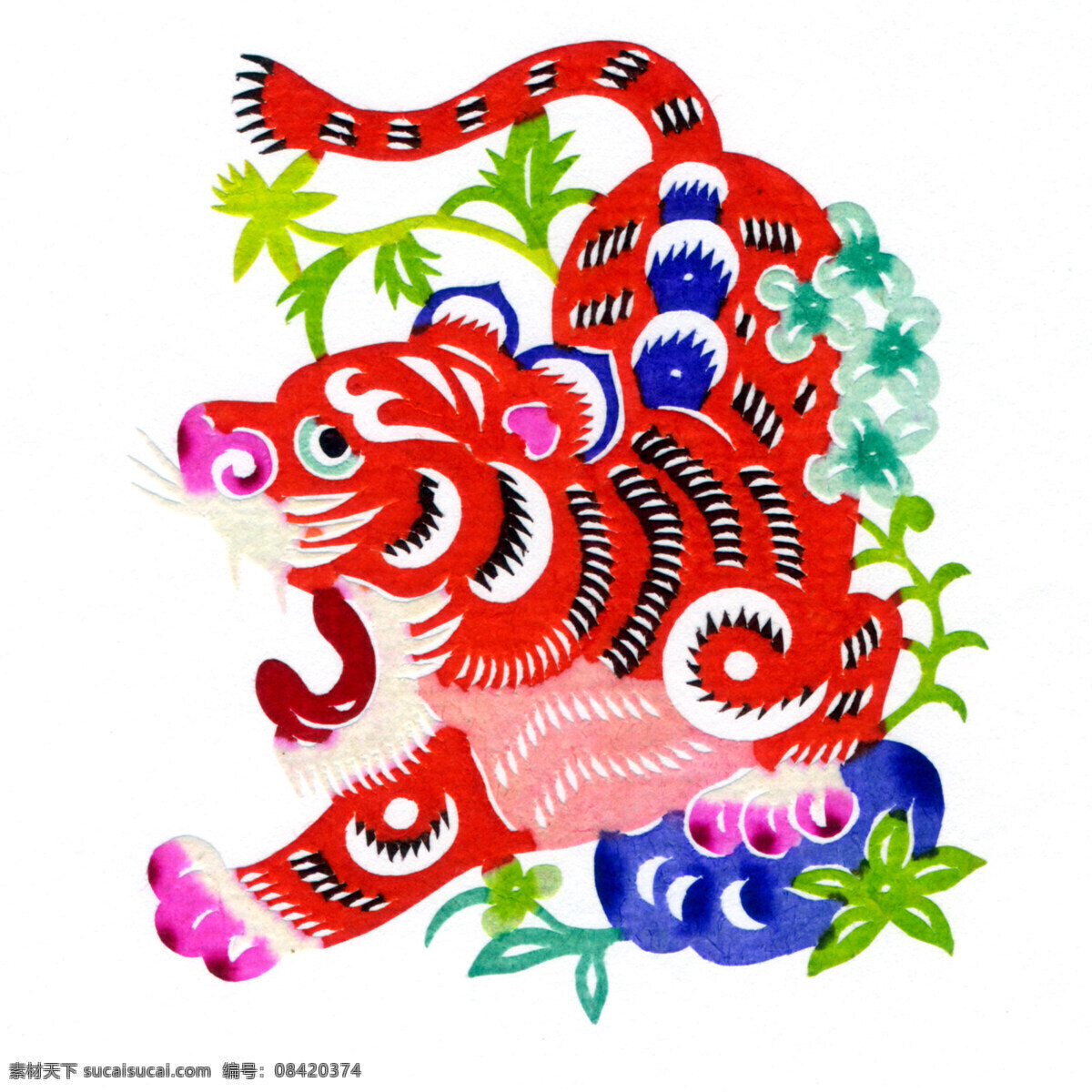 彩色 传统文化 虎年 老虎 年画 色彩 生肖 设计素材 模板下载 年画老虎 文化艺术