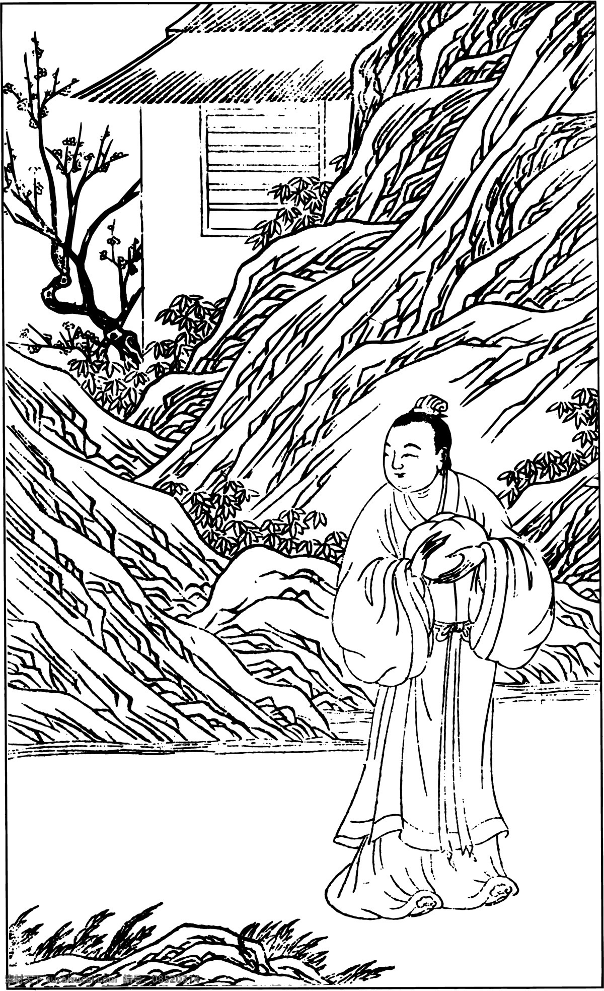 古版画 教化类 人物画 矢量 格式 eps格式 设计素材 古版画篇 版画专辑 矢量图库 白色