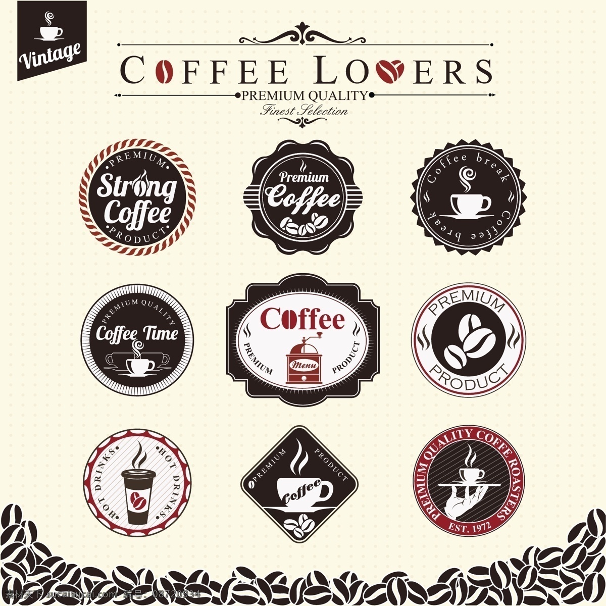 欧式 咖啡 标签 矢量 coffee 标贴 吊牌 徽章 咖啡店 门牌 矢量素材 饮料 印章 咖啡标贴 矢量图
