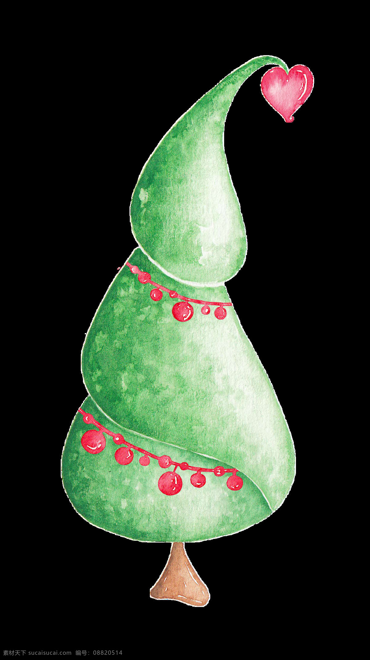 卡通 抽象 圣诞树 透明 png素材 爱心 创意 红色 绿色 免扣素材