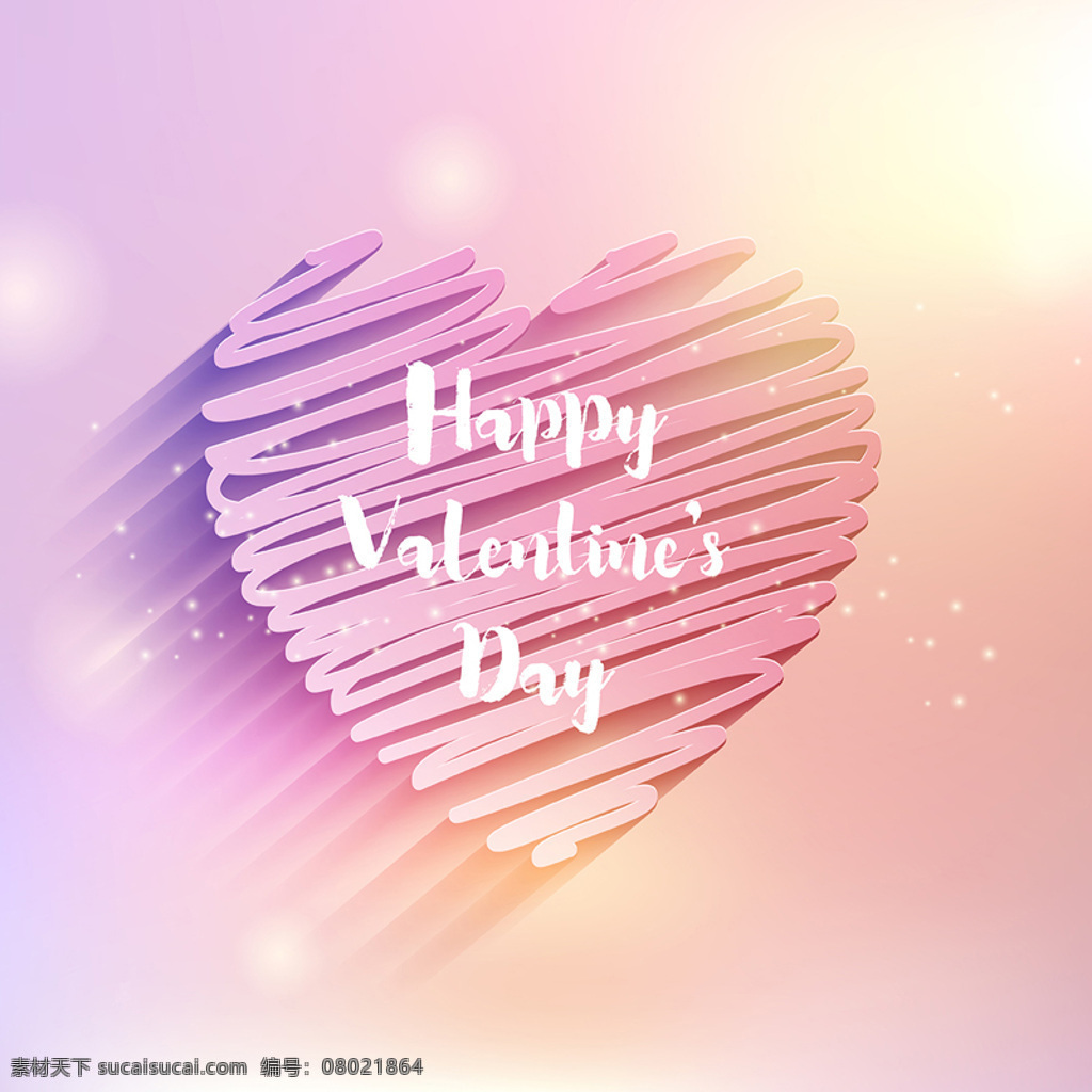创意 情人节 爱心 涂鸦 矢量图 光晕 happy valentines day 粉色