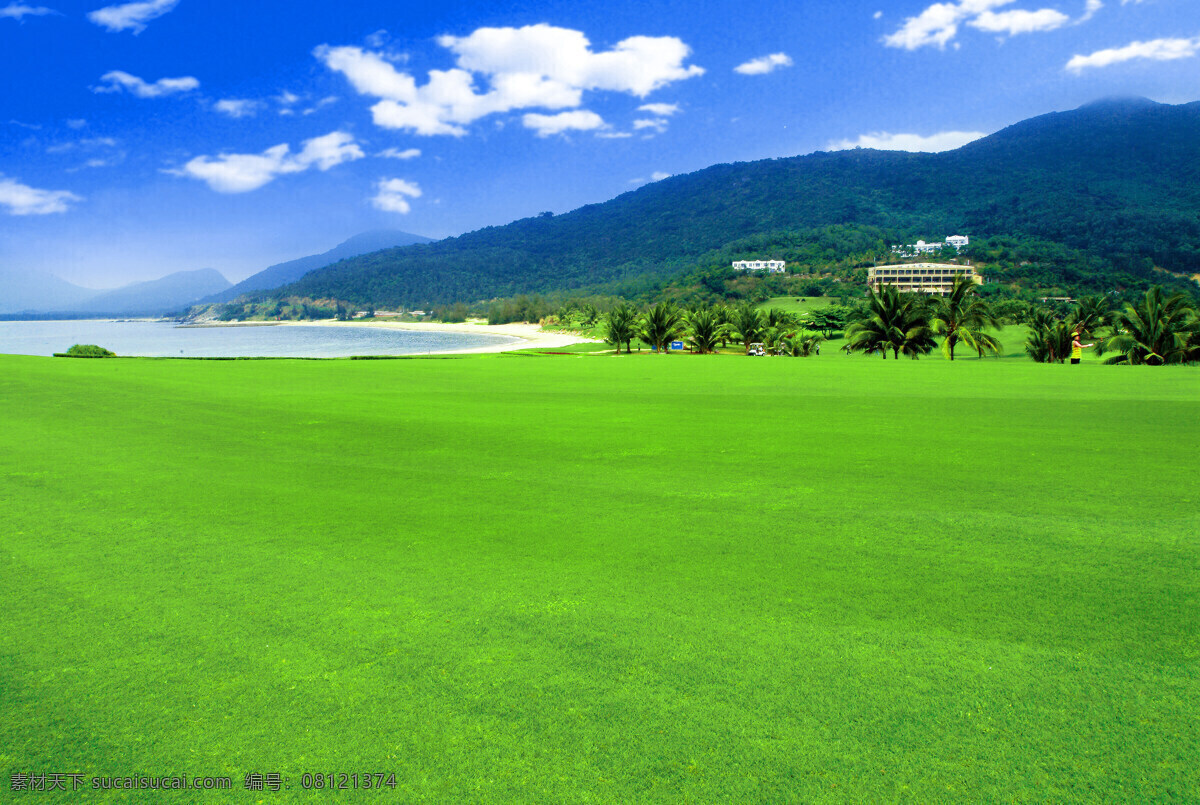 高尔夫球场 风景 草地 绿地 河流 湖泊 蓝天 白云 树林道路 美景 风景照片 桌面壁纸 国内旅游 旅游摄影
