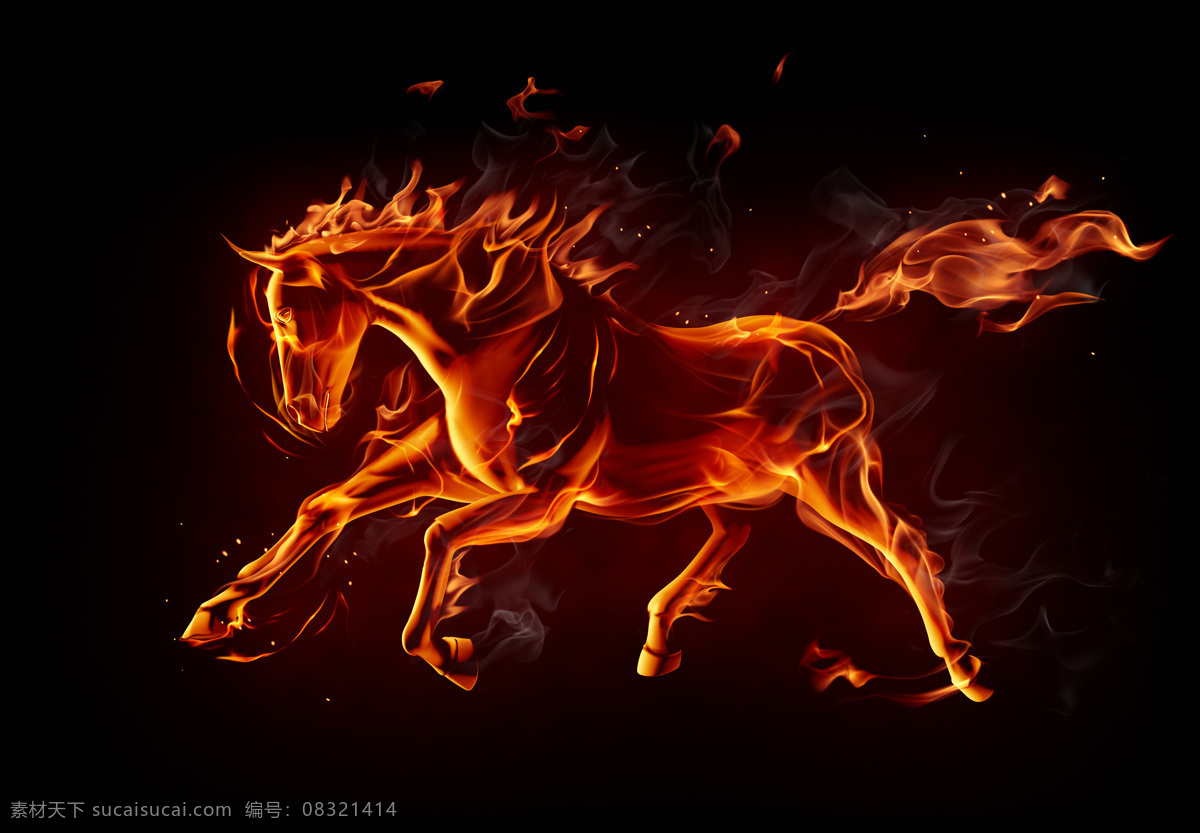 火焰 马 设计素材 马设计 火焰马 火 马年 2014年 陆地动物 生物世界