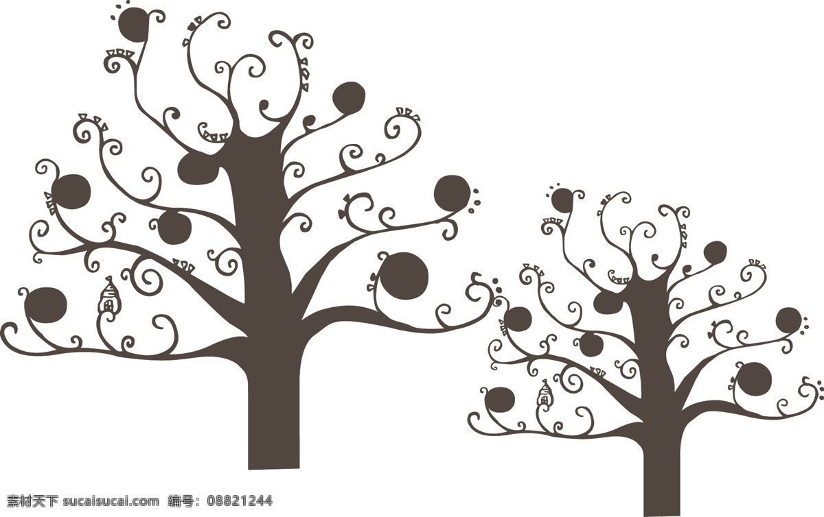 矢量图案 树 叶子 矢量树 矢量花纹 花纹花朵 底纹边框 花边花纹
