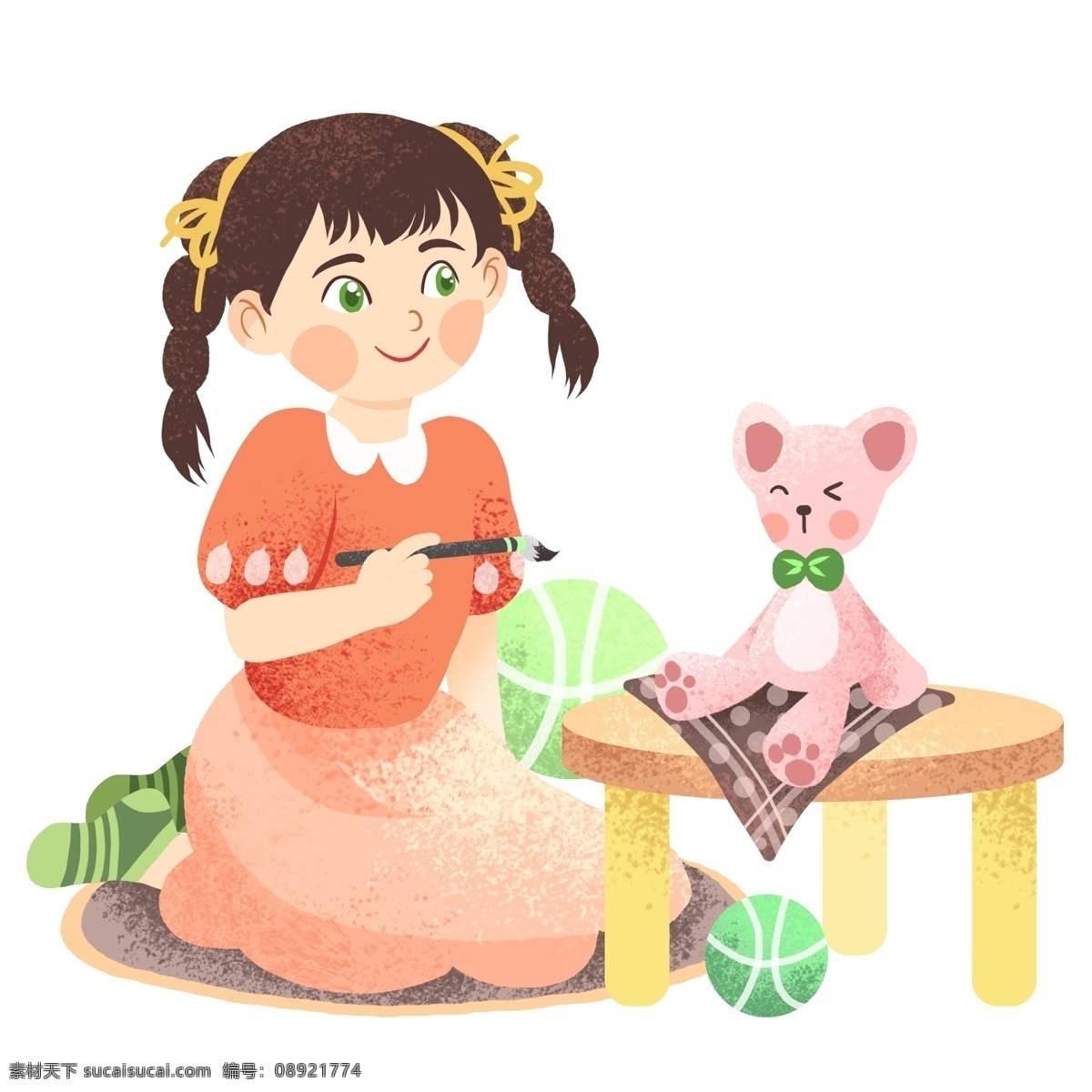愚人节 绘画 女孩 插画 绘画的女孩 卡通插画 愚人节插画 愚人节快乐 愚人节整蛊 开玩笑 涂鸦的女孩