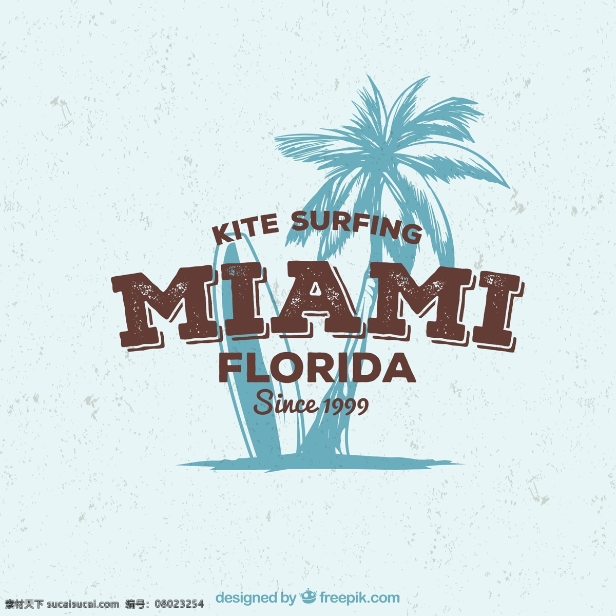 复古 佛罗里达 冲浪 海报 矢量图 度假 冲浪板 椰子树 迈阿密 白色