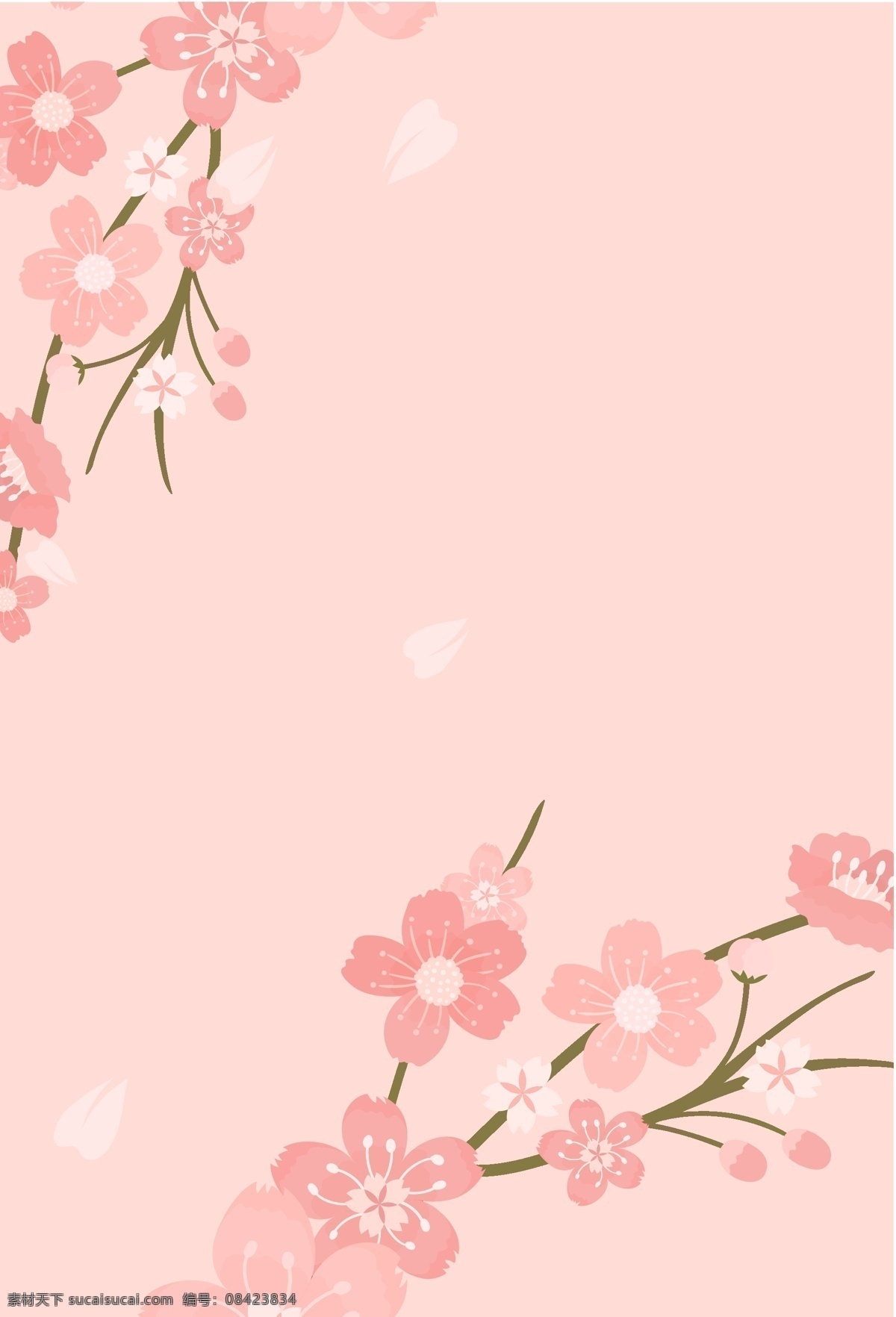粉红色 桃花 矢量 背景 桃树 树枝 文艺 清新
