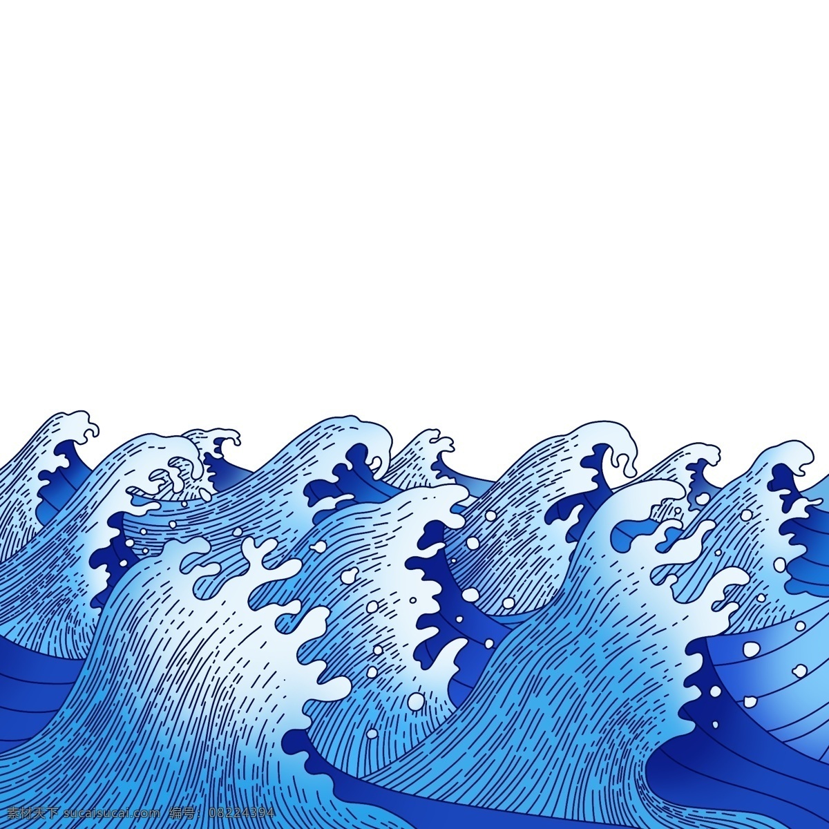 卡通 蓝色 浪花 底纹 装饰 图案 传统 纹理 花纹 海浪 水 中式 浪 装饰图案