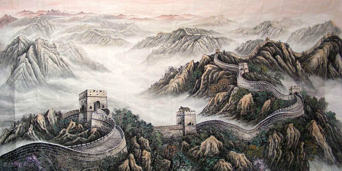 长城 山水 山 中国元素 家居装饰素材 山水风景画