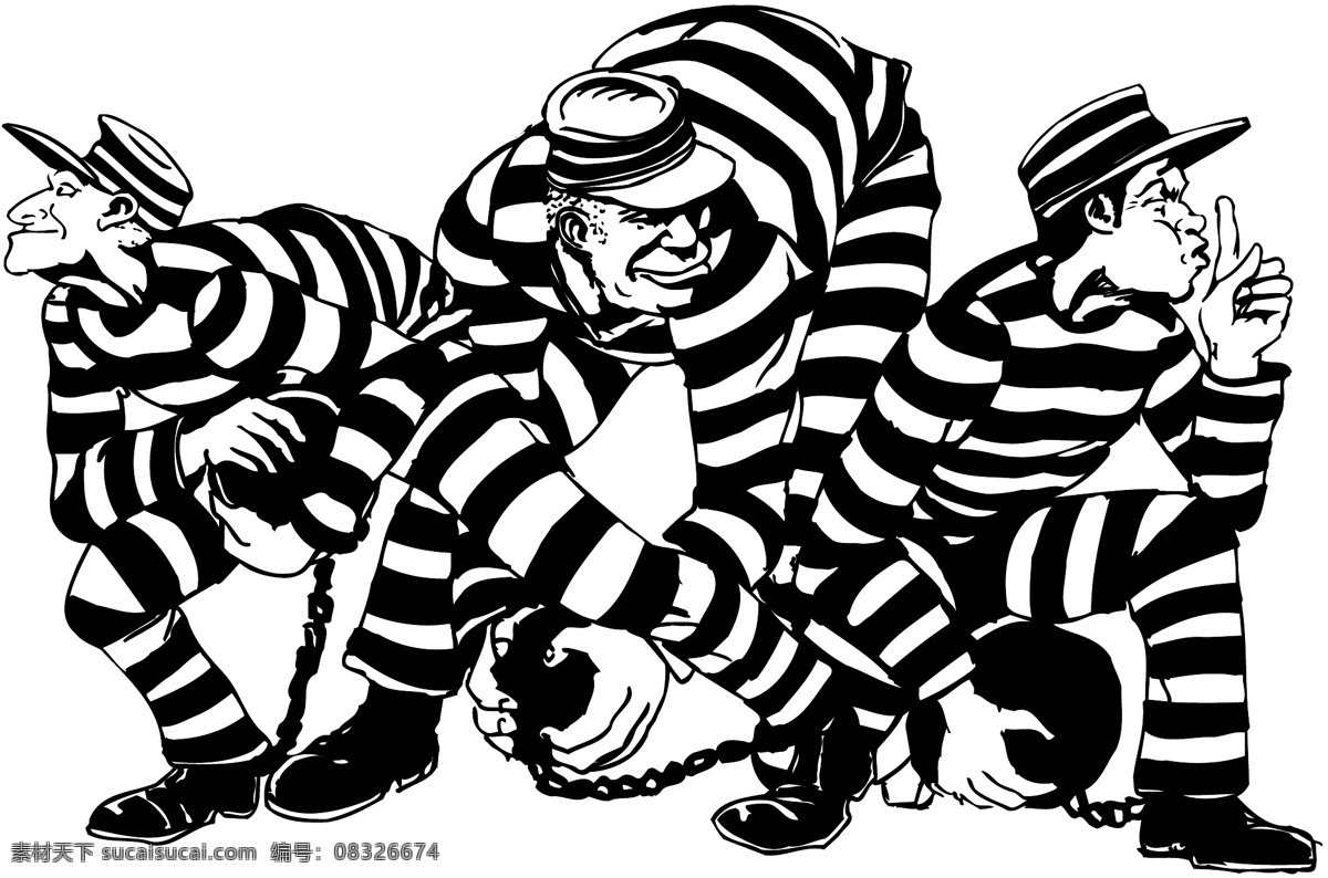 罪犯 小偷 卡通 矢量图案 eps0035 设计素材 趣味人物 卡通人物 矢量图库 白色