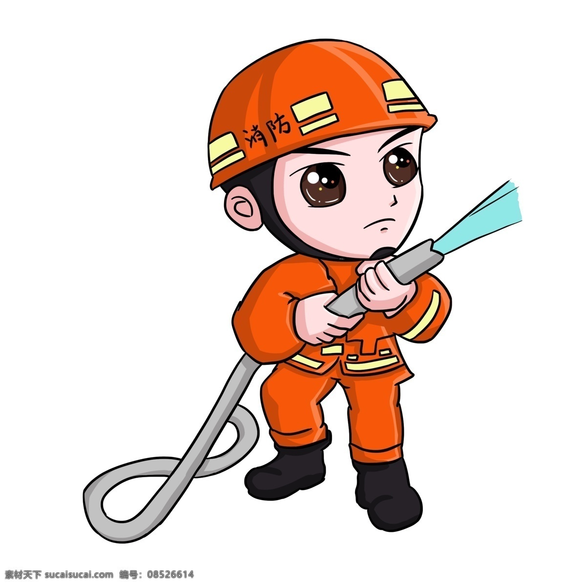 q 版 可爱 卡通 消防员 洒水 灭火 形象 q版 动漫动画 动漫人物