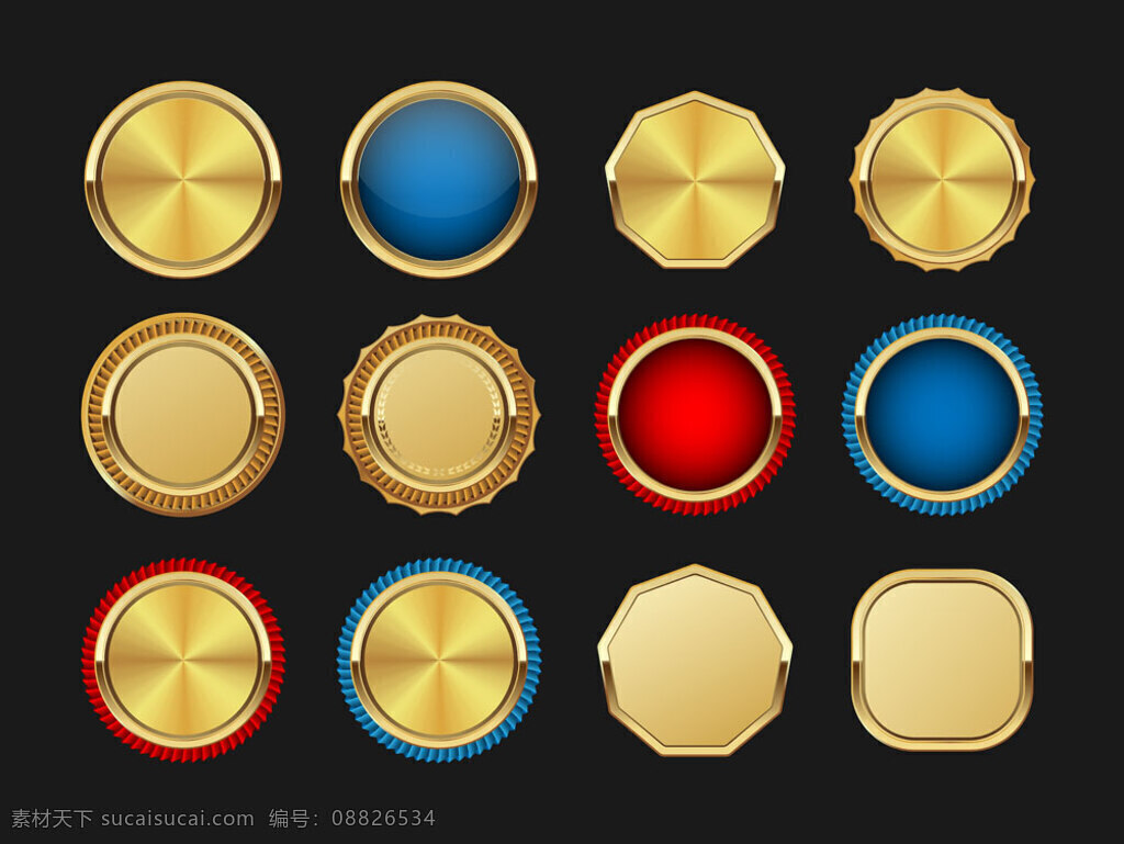 金牌标签设计 彩色标签 促销标签 打折标签 分类标签 品质标签 创意标签 产品标签 设计素材 矢量 金牌标签 标签设计 圆形标签