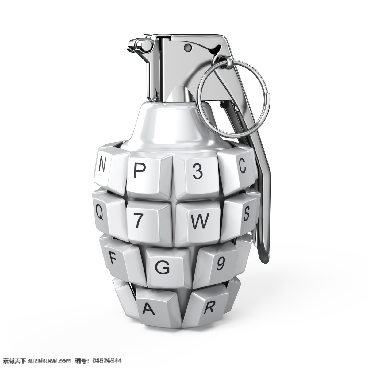 创意 键盘 手雷 手榴弹 键盘按键 军事武器 武器装备 武装 现代科技