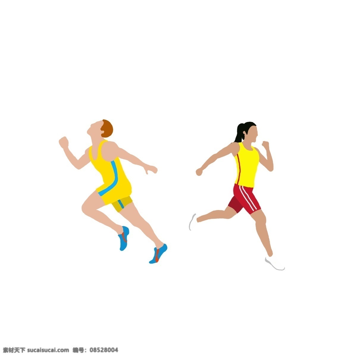 卡通 运动 跑步 人 矢量图 健身 长跑 短跑 比赛 运动会 简单 小清新风格