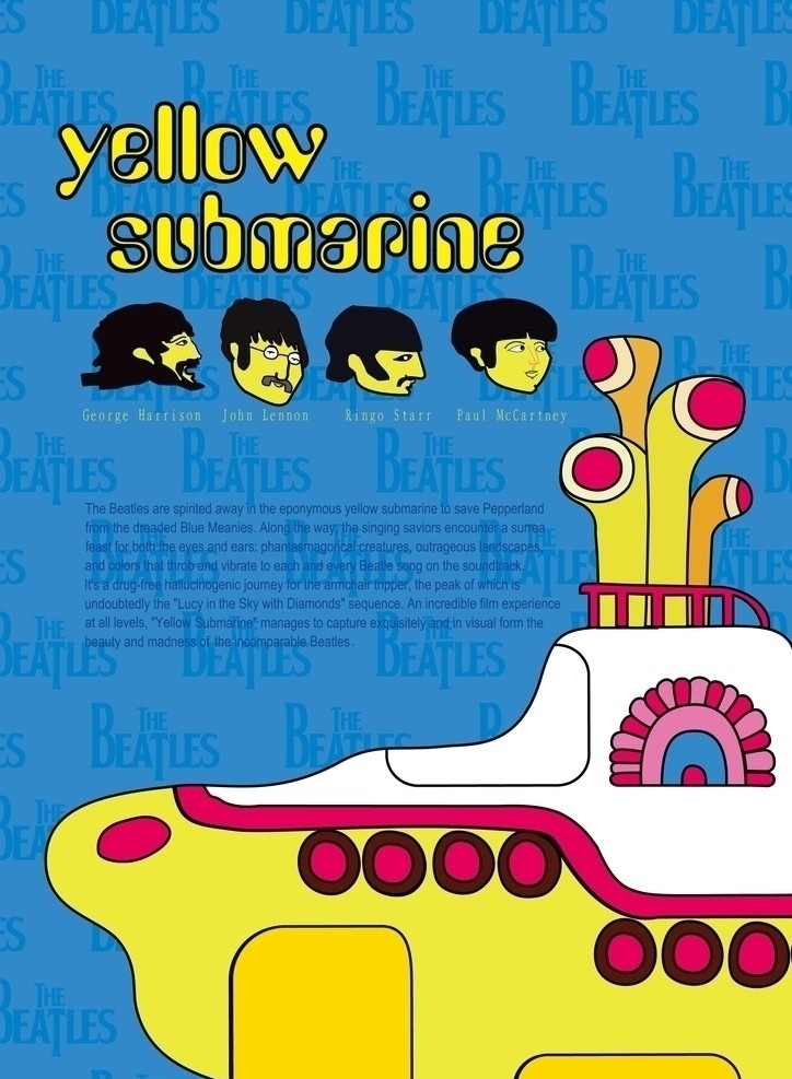 beatles 海报 yellow submariner 披头士 黄色潜水艇 矢量