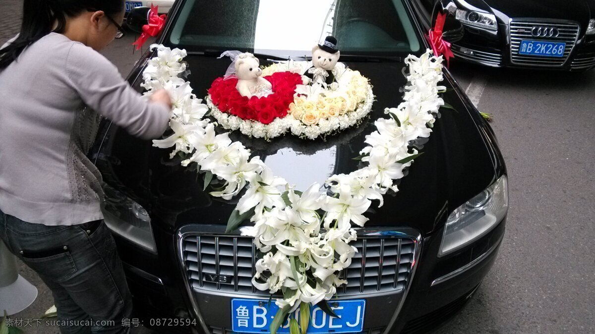 大气 花车 婚礼花车 节日庆祝 上档次 双心 文化艺术 心心相印 大v型 白金红色 满花 psd源文件 婚纱 儿童 写真 相册 模板