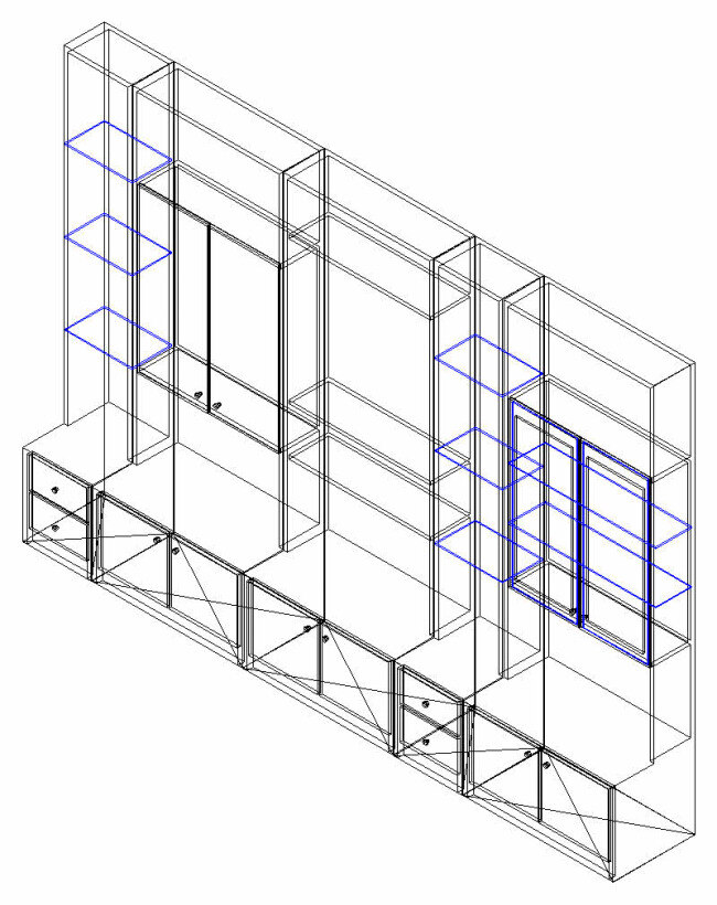复杂 高背 墙 柜 3d cad 板式 立体 模型 三维 室内 装饰 装修 墙柜 cad素材