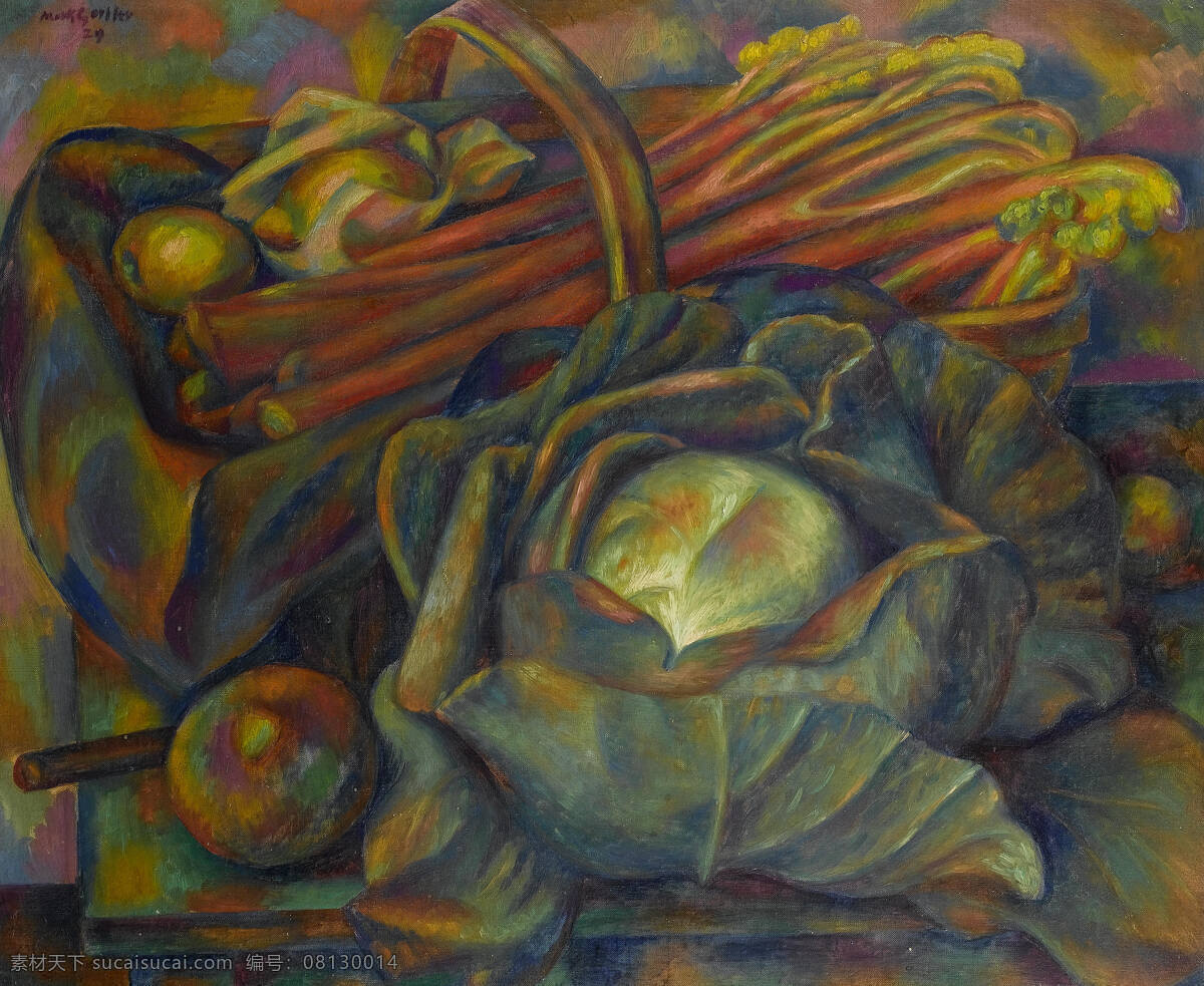 静物 油画 绘画书法 静物油画 篮子 苹果 蔬菜 文化艺术 大头菜 20世纪油画 风景 生活 旅游餐饮