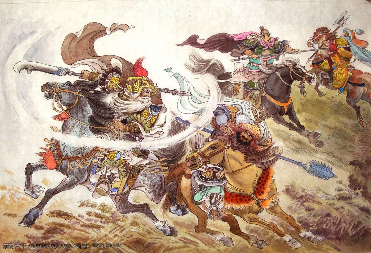 武将 国画 水墨画 人物画 工笔画 中国画 古代打仗 打仗人物 艺术绘画 文化艺术 绘画书法