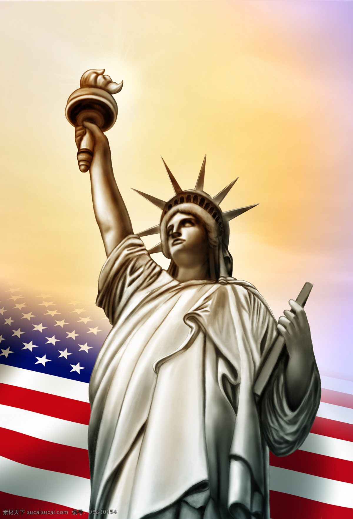 自由女神 美国国旗 星条旗 美国文化 美国精神 美国象征 美国国庆 节日庆祝 文化艺术