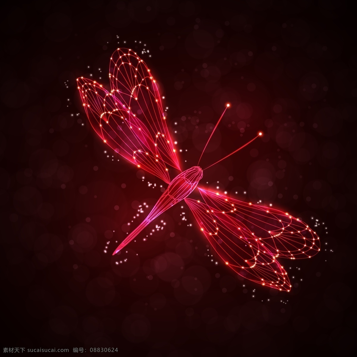 璀璨 昆虫 矢量 设计素材 创意设计 动物世界 模板 设计稿 源文件 闪亮光晕 红色蜻蜓 璀璨昆虫 矢量图