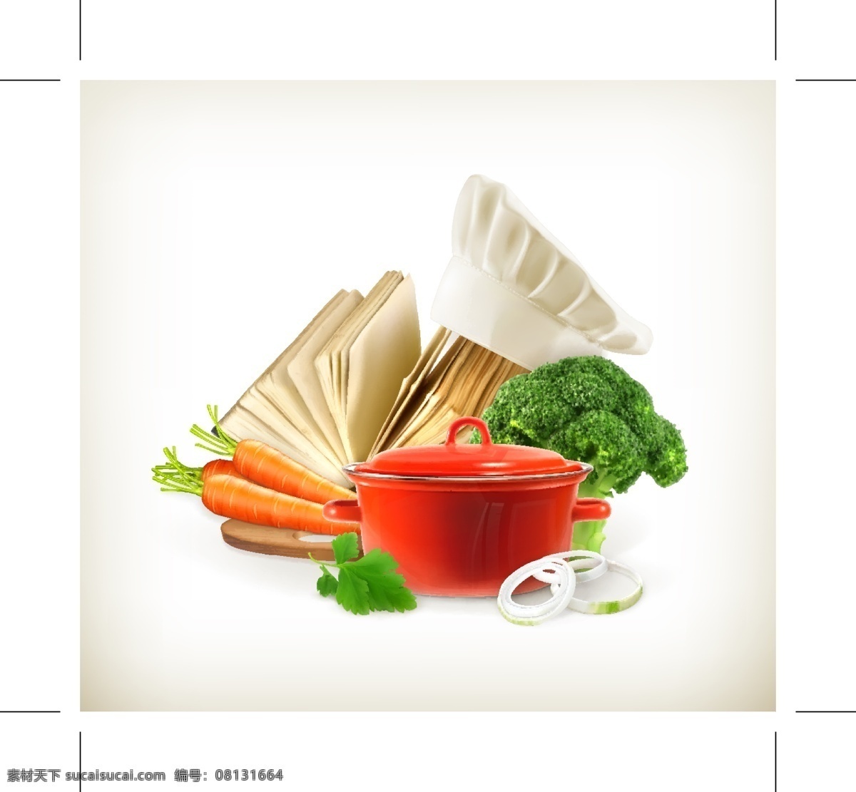 烹饪 食 材 工具 食材 餐具 胡萝卜 铁锅 花菜 白色